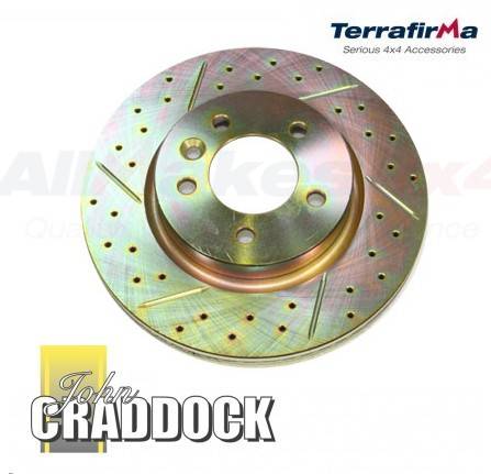 Terrafirma Brake Discs X2 Front Drilled & Grooved Discovery 3/4 TDV6 4.0 & Range Rover Sport 2.7 V6