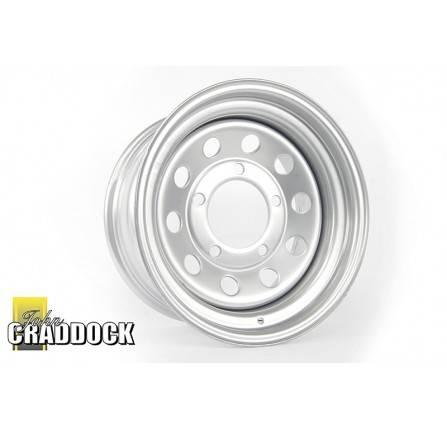 8X16 Silver Modular Steel Wheel 5/165 ET0 5/165. Load Rating 1050KG