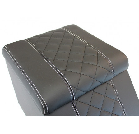 Premium Xl Cubby Box Diamond Xs Black Leather White Stitch