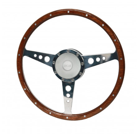 Lignum Wood Rim 15" Steering Wheel & Silver 36 Spline Boss
