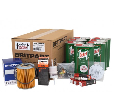 2.25 Petrol Service Kit 1964 Onwards Britpart with Castrol Oil and Ducilier Points