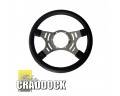 14 INCH 4 SPOKE POLISHED LEATHER STEERING WHEEL