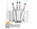 SUSPENSION KIT TERRAFIRMA 2 INCH LIFT MEDIUM DUTY (FOR VEHICLES FITTED WITH SOME ADDITIONAL WEIGHT SUCH AS A ROOF RACK AND WINCH AND BUMPER) KIT CONSISTS OF 4 X SPRINGS AND 4 X ALL TERRAIN SHOCKS.