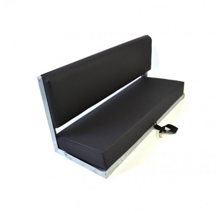 2 Man Bench Seat Black Vinyl with Galvanised Frame (Back Brackets and Fixings)