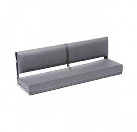 3 Man Bench Seat Elephant Hide Grey Vinyl B Black Powder Coat Frame (Back Brackets and Fixings)