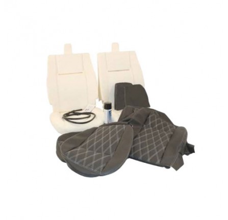 TD4 Front Outer Cushion Squab & Headrest Cover Fo R A Single Seat in Diamond Black Xs