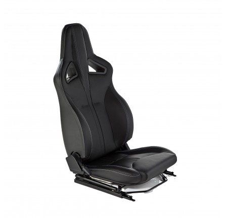 Elite Sports Seat (Heated) Pair Black Leather - Twin White S