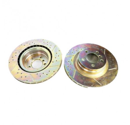 Terrafirma Front Brake Discs X2 Cross Drilled & Grooved Range Rover L322 TDV6 TDV8 & V8P