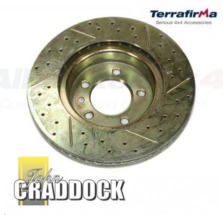 Terrafirma Brake Discs X2 Front Drilled & Grooved Discovery 3 4.4 Petrol