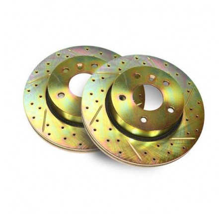 Brake Disc Vented Front Drilled and Grooved Range Rover Pair