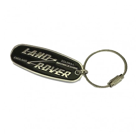 Genuine Key Ring Land Rover Emblem Silver & Black
