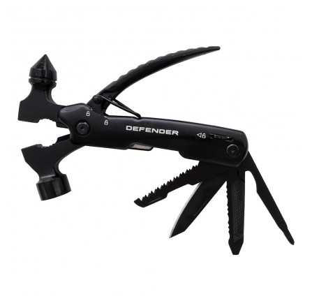 Genuine Defender Multi Tool 11-IN-1 Hammer Advanced Multi-tool Includes 11 Utility Tools, Including, Hammer, Pliers, Glass Breaker, Blade, Saw, Steak Knife and Wire Cutters. Comes with Carry Pouch.