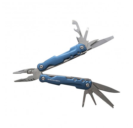 Genuine Discovery Multi Tool 9-IN-1 Features 9 Individual Tools, Spring Action Pliers, Knife with Safety Lock, Bottle Opener, Serrated Blade, Philips Screwdriver, Flathead Screwdriver, Can Opener, File, Wire Cutter Includes Carry Pouch.