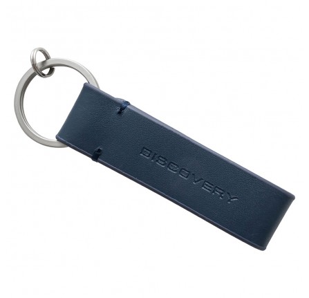 Genuine Disovery Leather Key Ring in Blue