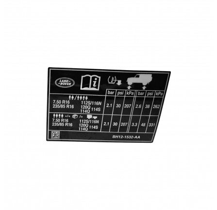 Tire Pressure Instruction Decal