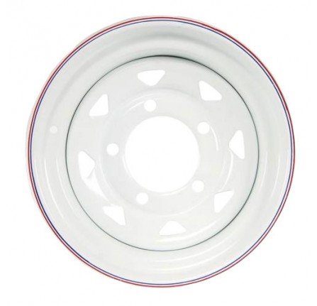 8X15 White 8 Spoke Steel Wheel 5/165 ET0