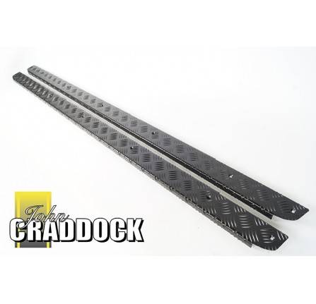 Chequer Plate Kit 3mm Sill Protectors Black 110 4 Or 5 Door Only Boxed Pair with Fittings