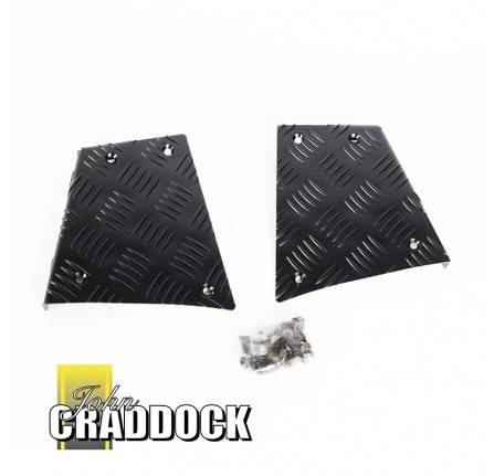 Chequer Plate Kit 3mm Black Defender 90 Rear Body Corners Pair Inc Fixings