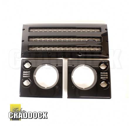 Xs Front Grill and Lamp Cover Set Black with Silver Mesh