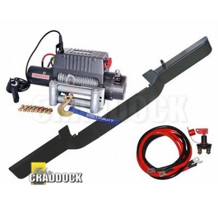 Defender Winch Bumper Non Air Con with DB9500I Winch Steel Cable with Extended Wiring Kit