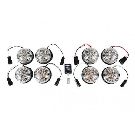 Terrafirma - Clear Lens Led Light Kit for Defender 90/110 and Series 3. Kit Includes: Side Light x 2, Front Indicator x 2, Rear Indicator X2, Tail/Stop Light x 2, Flasher x 1.