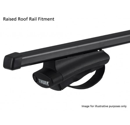 Thule Roof Bars Discovery 2 2004 on Discovery 3 and Range Rover Evoque 5 Door Raised Roof Rail Fittment 1270mm Wide