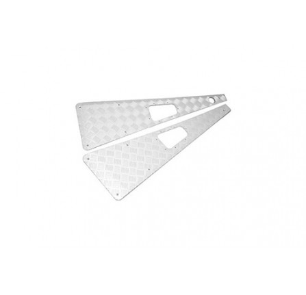 Defender Silver Anodised Wing Tops Pair with Right-hand Aerial Hole 1983-2007