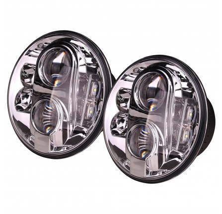 Lynx Eye Led Headlamp Pair RHD 7 Inch Round Dot & E Marked