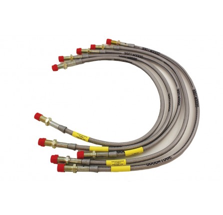 50mm Extd Braided Stainless Steel Brake Hose Kit for Discovery 1989 - 92 Ka Consists Of 5 Hoses