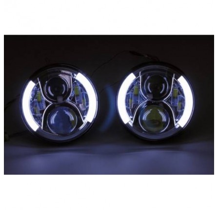 7" Black Cree Led Headlights with Drl & Clear Led Light Kit