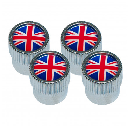 Aluminium Valve Cap Red and Blue Union Jack Logo