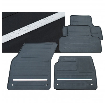 Rubber Mat Set Black RHD Range Rover Evoque Front and Rear Contour Set