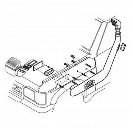 Safari Raised Air Intake Snorkel Kit TD5 and V8 for Land Rover Discovery 2 Left Hand Side Fitment