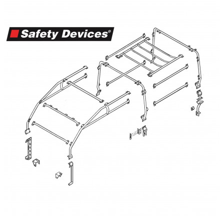 Safety Devices 110 Station Wagon 6 Point Full External Roll Cage Will Not Fit Roof with Outer Ribs Defender 110 Station Wagon