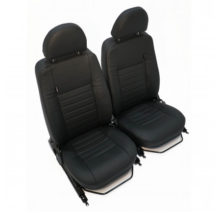 Puma Seat - Pair - Black Leather/Black Stitch - Heated