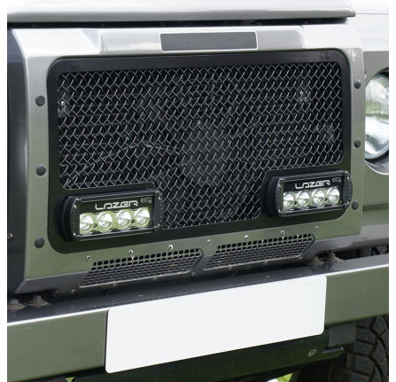 Zunsport Front Defender Black Grille with Lazer RS4 Lights Made from 304 Stainless Steel Black Polymer Coated.