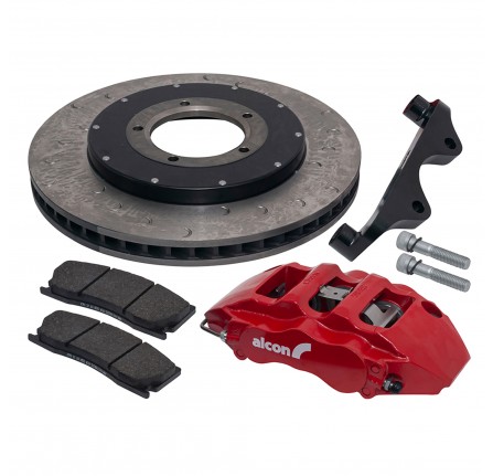Alcon 6 Piston Front Disc Caliper Kit - Defender 18" Wheels - Red