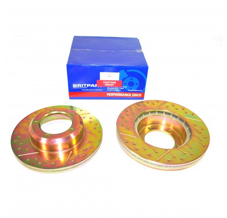 Vented Front Slotted Performance Brake Disc (Pair) Fitts Defender 90/110 and Dico 1 from Vin LA930456 and Range Rover Classic 1990 on