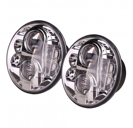 Led Lynx Eye Headlamp LHD 7 Inch Round Pair Dot & E Marked Polycarbonate Lens with Aluminium Housing 2800LM@30W on Low Beam 4450LM@48W on High Beam