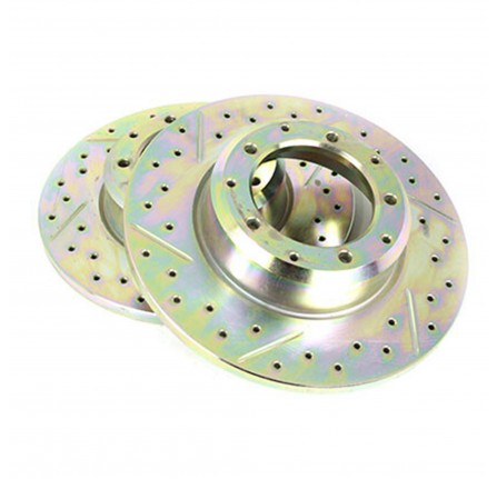 Terrafirma Rear Brake Discs X2 Solid 110/130 Cross Drilled and Grooved from XA159807