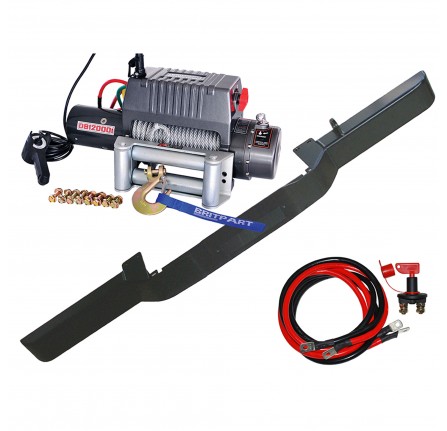 Defender Winch Bumper Non Air Con with DB12000I Steel Cable Includes Extended Wiring Kit