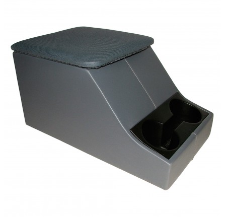 Cubby Box Defender Grey Twill Cloth Top with Cup Holders