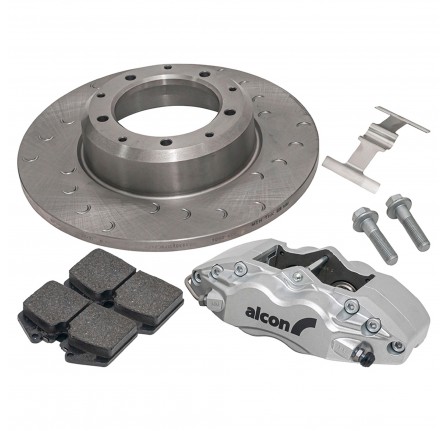 Alcon 4 Piston Rear Disc Caliper Kit - Defender 16" & 18" Wheels - Silver