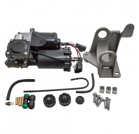 Air Suspension Compressor Complete Kit Discovery 3 and Range Rover Sport D3 upto Vin 9A513325 Rrs upto Vin 9A215622 Includes Compressor, Relay, Bracket, Pipes and Fitting Kit