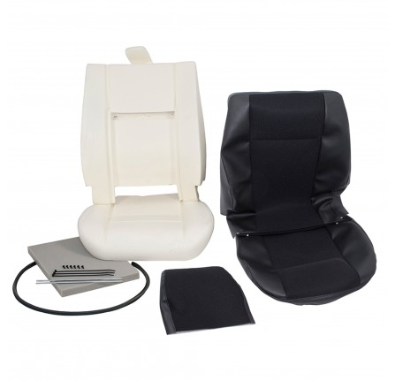 Front Outer Seat Retrim Kit Black Mesh No Glue for Defender