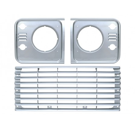 Grille & Head Lamp Surround Set Indus Silver for Defender