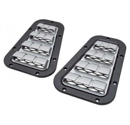 Xs Bonnet Vent Set Black with Silver Mesh