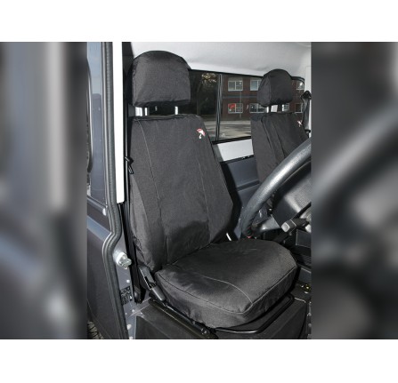 Defender Black Waterproof Front Seat Covers Pair 2007 on Includes Headrest Covers