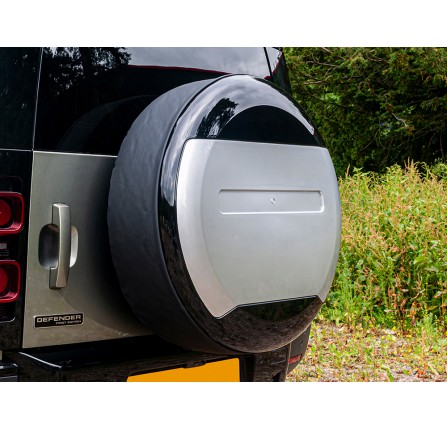 Spare Wheel Cover Gloss Black & Silver for Defender 2020 on