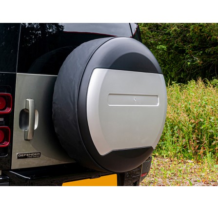 Defender (2020 on) Spare Wheel Cover - Matte Black & Silver Silver